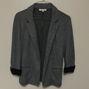Skies Are Blue Asa Knit Blazer Gray Contrast Cuff Women’s Open Front Size SP